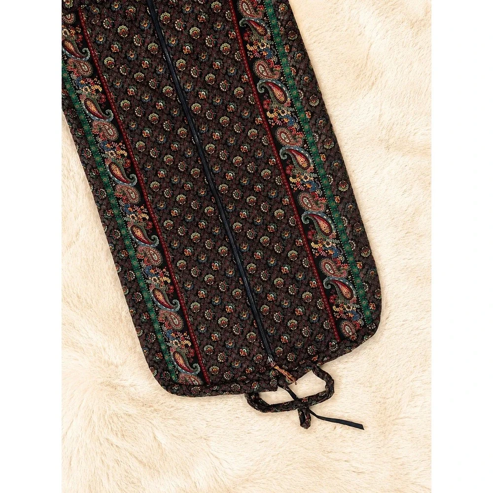Vera Bradley Vintage Quilted Garment Bag Black Floral Paisley Travel Cottagecore